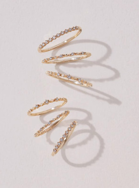 日式极细小钻星星联排戒指