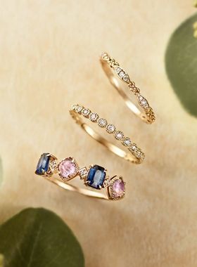 日系aget蓝紫水晶纯银女士戒指