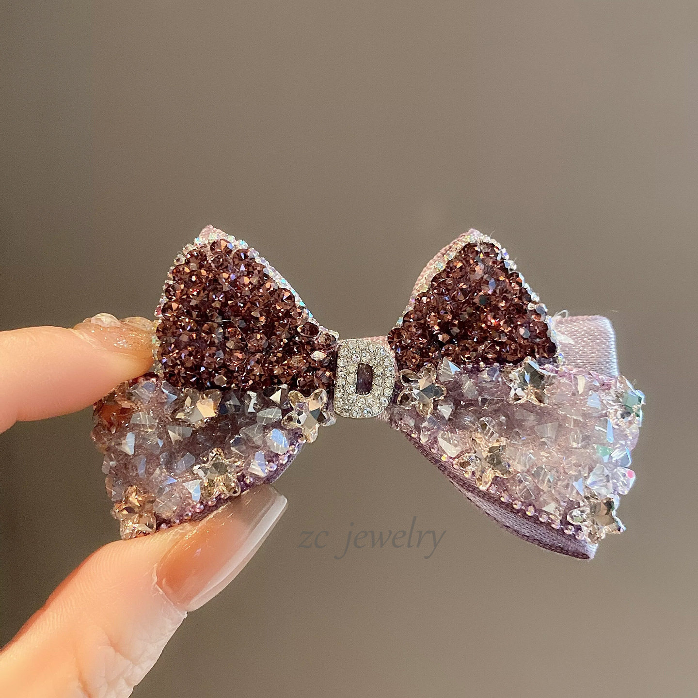 东大门新款重工紫色水晶蝴蝶结发夹精致水钻高端碎发一字夹发卡,饰品/流行首饰/时尚饰品新,民族风发饰,淘宝优惠券,粉丝福利购,淘宝优惠卷