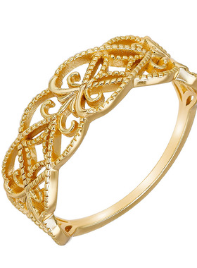 复古宫廷925银镀金镂空藤蔓戒指