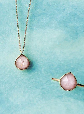 日系925银天然珊瑚水滴项链