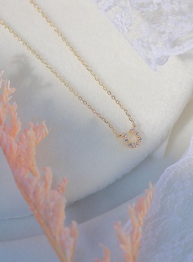 凰谨日系甜美925银镀金马蹄项链