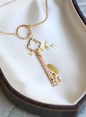 日系淡水珍珠钥匙吊坠925银项链