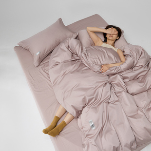 100支长绒棉纯棉贡缎床上四件套全棉轻奢纯色床单被套床笠款 床品