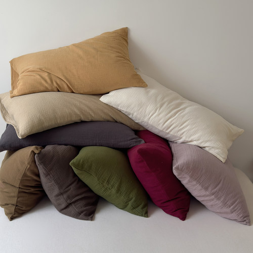 猫叔全棉A类双层皱纱枕套一对装