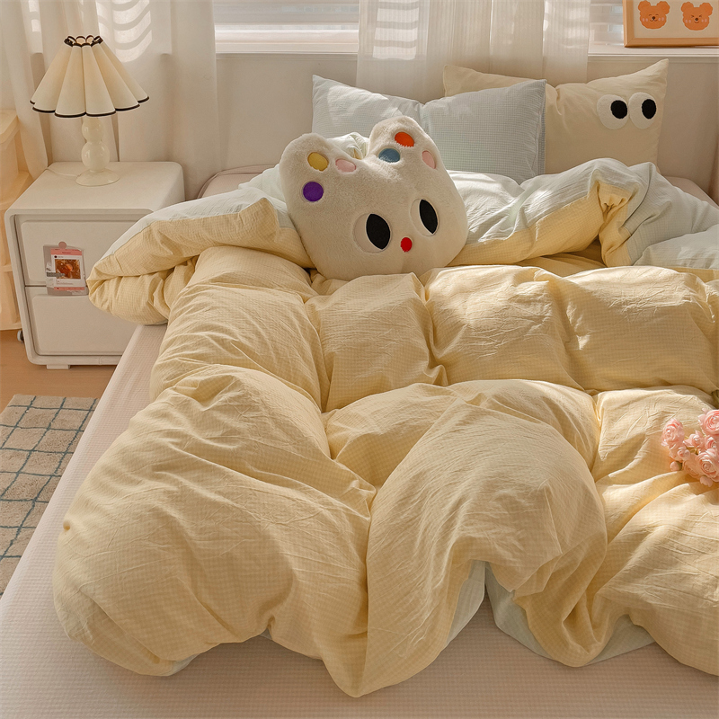 ins混搭水洗棉全棉毛巾绣四件套