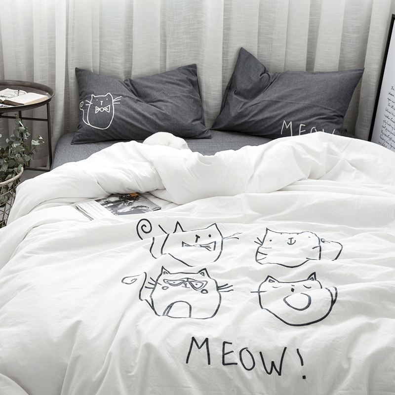 纯棉猫咪小清新刺绣绣花套件