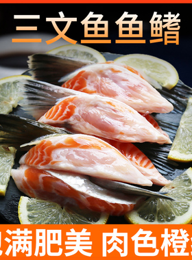 新鲜 三文鱼边角鱼鳍250克 三文鱼鳍三文鱼边角料香煎烧烤聚会
