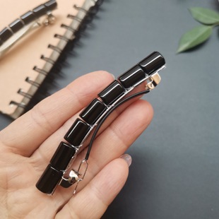 天然黑玛瑙管珠发夹顶夹扎马尾扎半头公主头盘发后脑勺新中式发夹