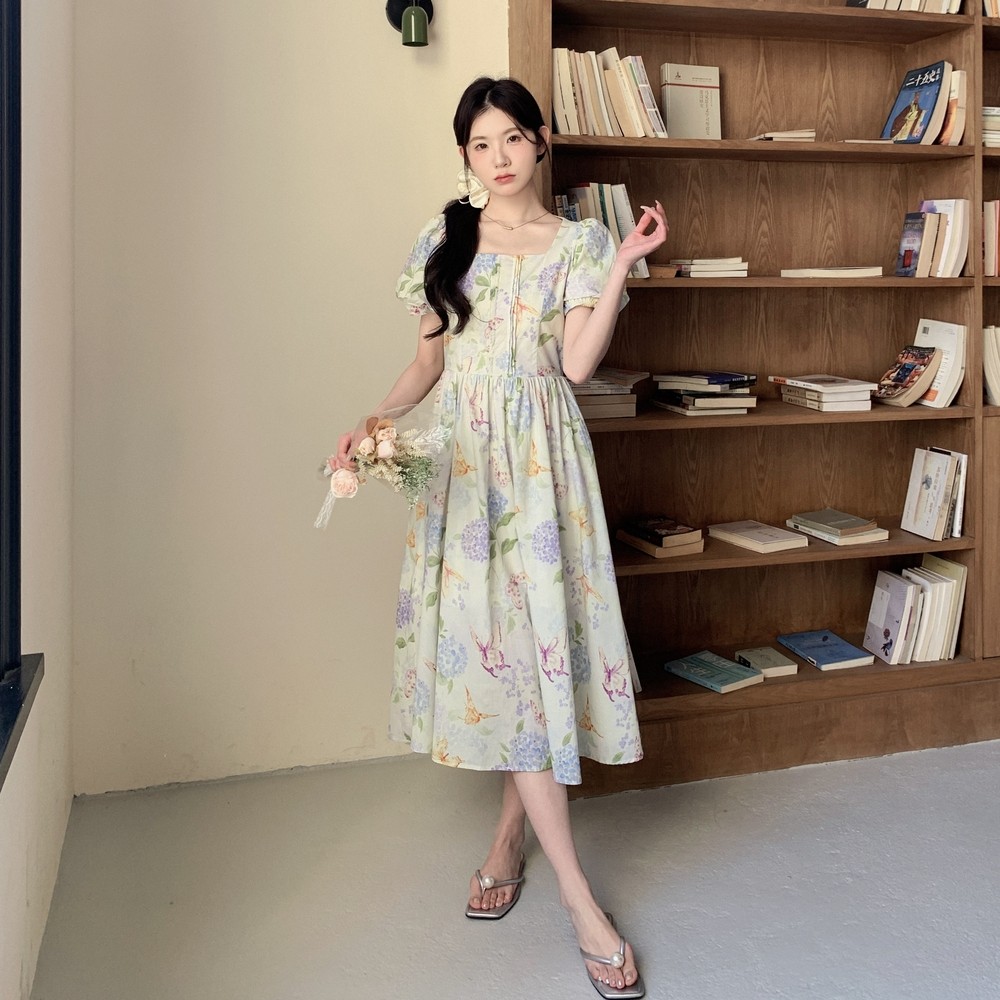 现货26年夏装新款泡泡袖碎花连衣裙XW1068P155K238，女装连衣裙，浙宝171
