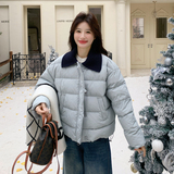 现货冬装针织翻领蓝色羽绒服外套(50绒)XW3362P265K398，女装羽绒服，浙宝171