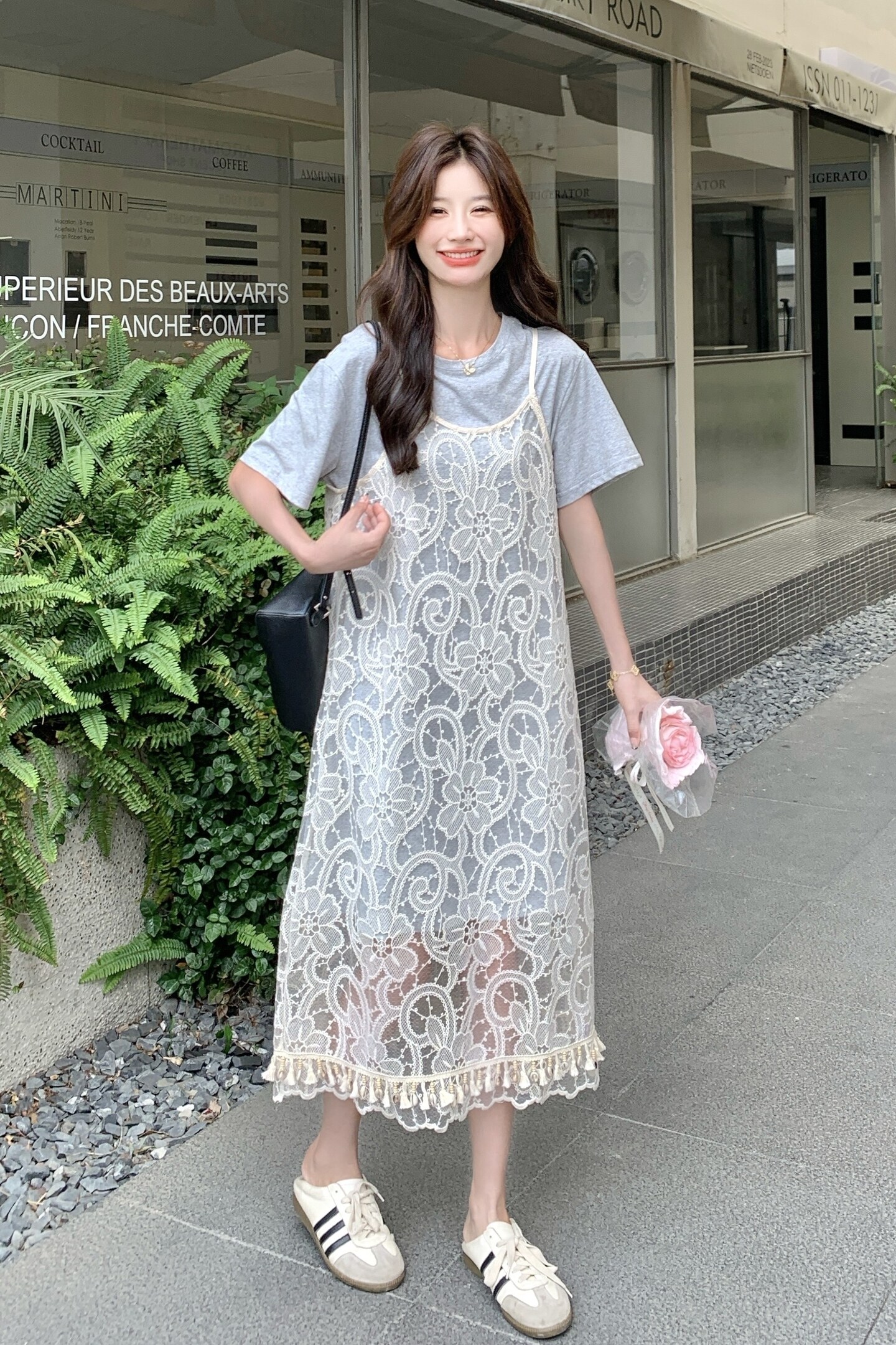 2026年夏新款现货灰色韩系蕾丝提花罩衫连衣裙XW1128P145K218,女装连衣裙,浙宝171