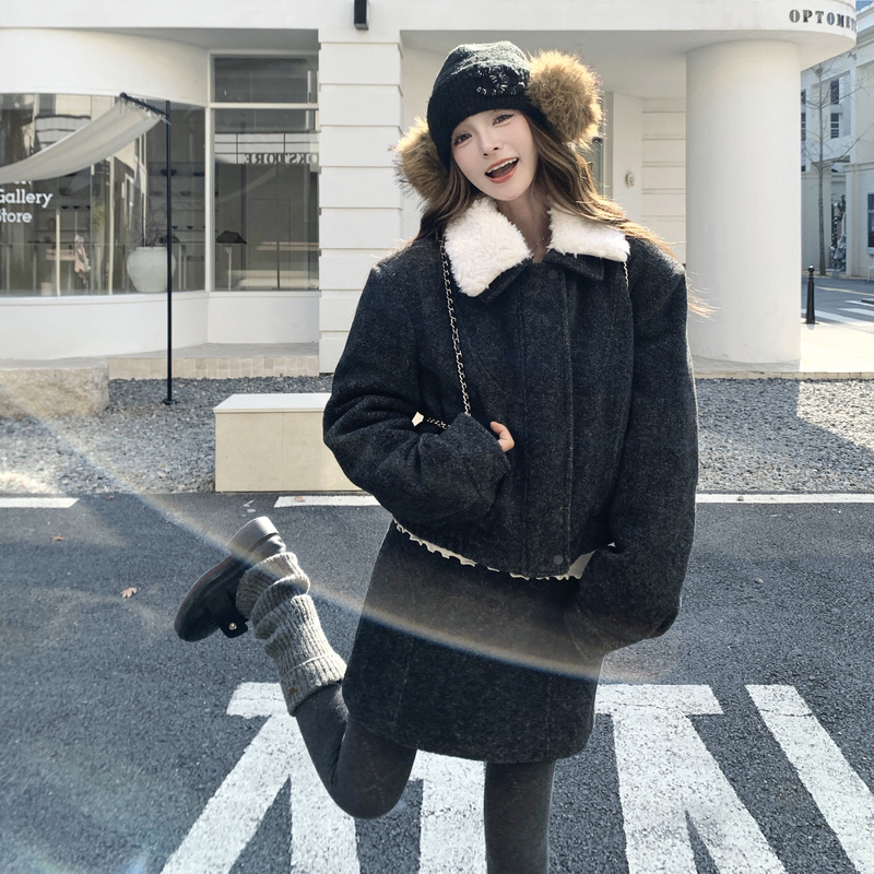 冬装新款毛呢羽绒羽绒外套+半身裙套装(90绒)XW3367P415K628，女装羽绒服，浙宝171