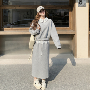 现货 2026年春装新款韩系蕾丝拼接卫衣裙子套装 XW9801 P180 K288，女装套装/套裙，浙宝171