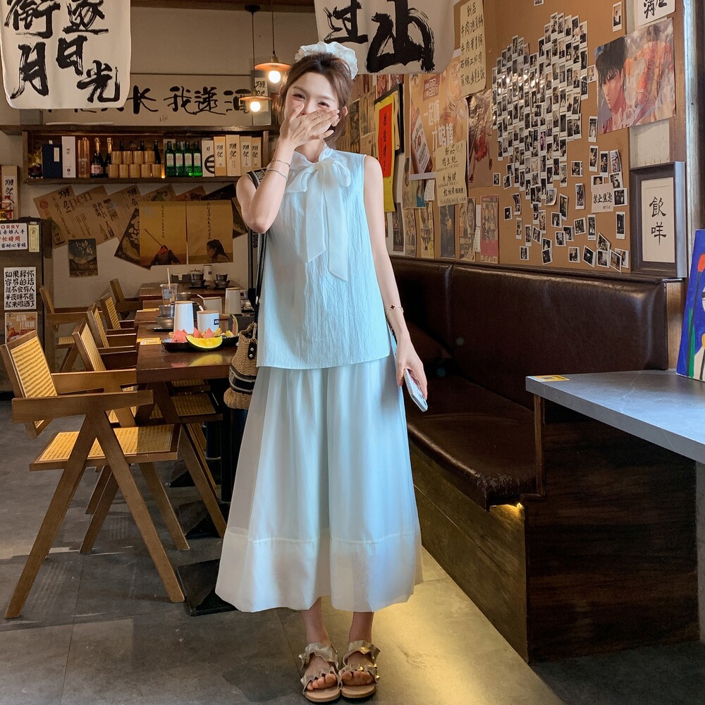 现货26年夏季细看百搭显瘦无袖背心+高腰半身裙XW1071P165K248,女装套装/套裙,浙宝171