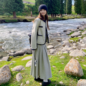 韩系氛围感编织粗花呢小香风外套女2024年春秋新款超好看短款上衣图片