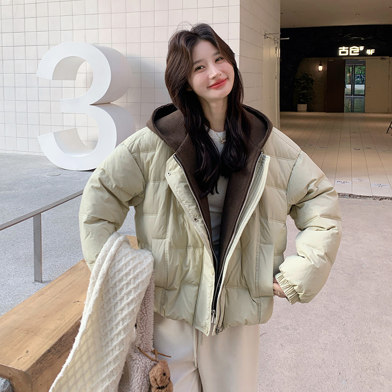 现货2026冬装新款拼接连帽羽绒服外套(50绒)XW3360P275K418,女装羽绒服,浙宝171