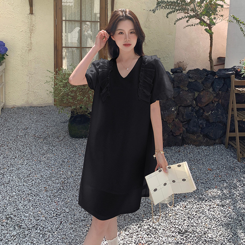 现货时尚设计感木耳边泡泡袖显瘦连衣裙XW6956P115K168,女装连衣裙,浙宝171
