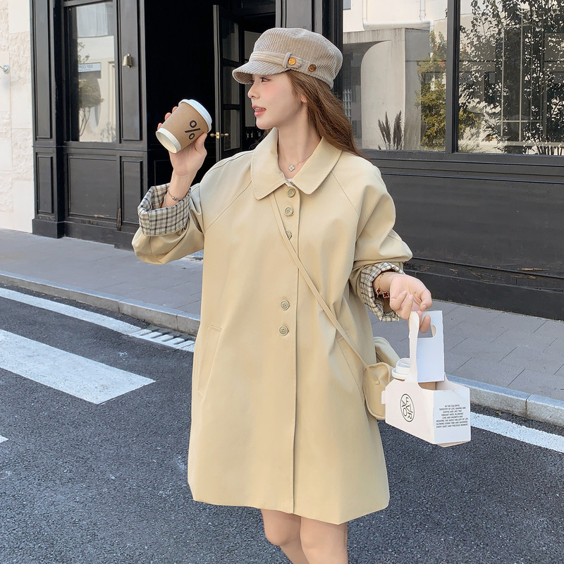 现货2025年秋季新款翻领宽松中长款风衣XW763P175K268,女装风衣,浙宝171