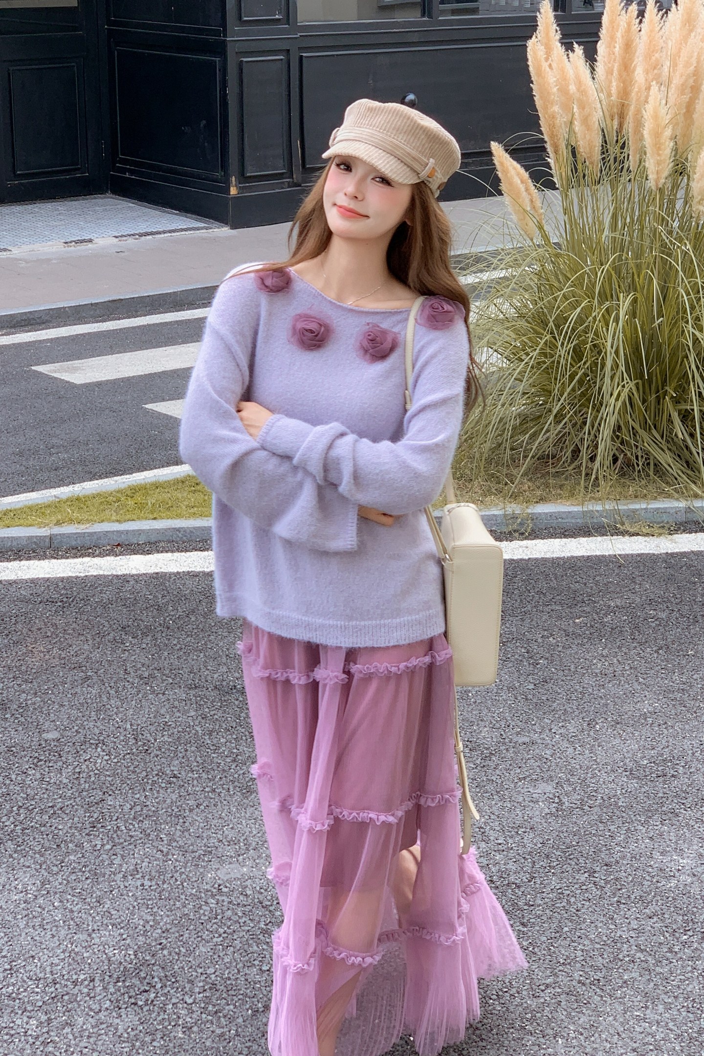 立体玫瑰花针织毛衣XW746P145K218纱裙P135K208,针织衫/毛衣,浙宝171
