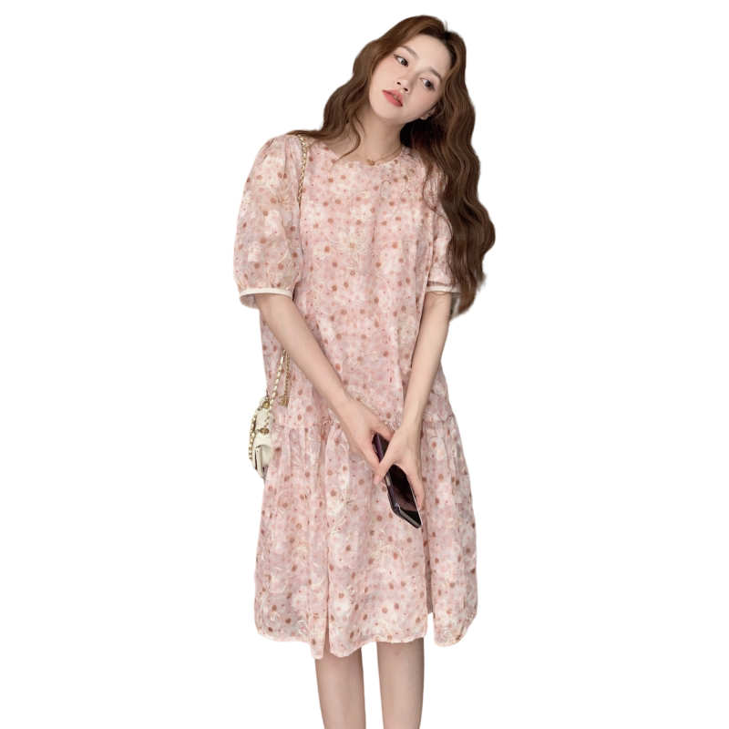26年夏新款粉色绣花连衣裙XW1142P115K178,女装连衣裙,浙宝171
