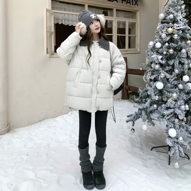 现货冬装针织翻领米色中长款羽绒服外套(50绒)XW3368P290K438，女装羽绒服，浙宝171