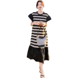 现货2026年夏装新款时尚条纹拼接连衣裙XW6977P125K188，女装连衣裙，浙宝171
