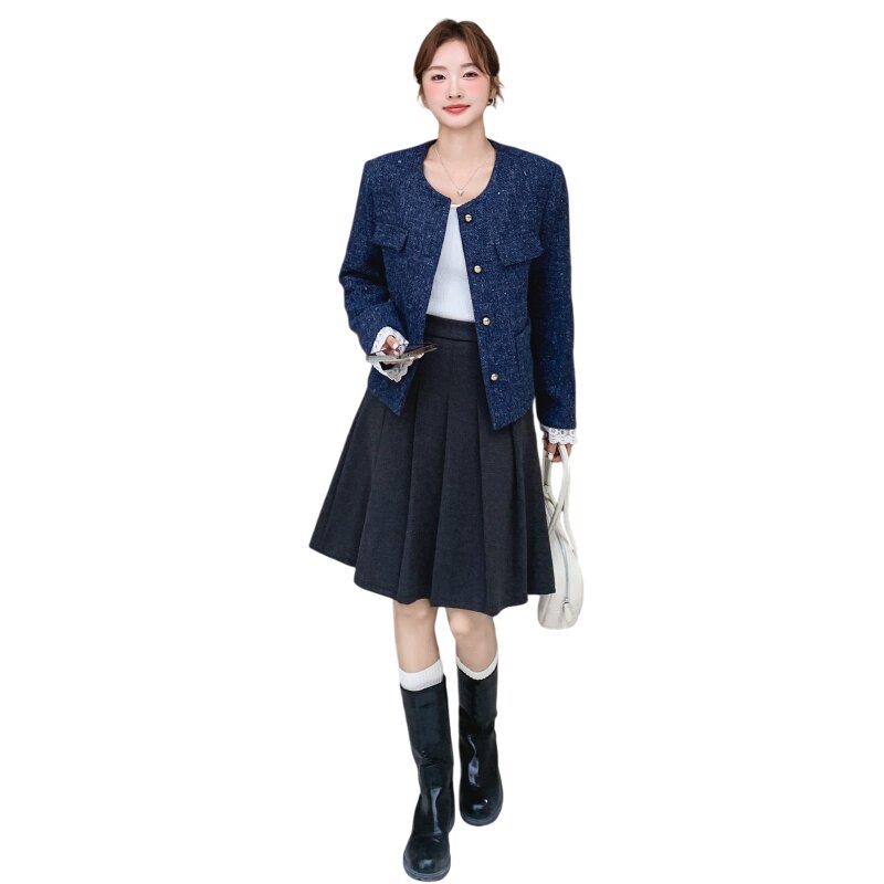 现货秋冬新款电光蓝羊毛小香外套XW3310P185K278,女装短外套,浙宝171