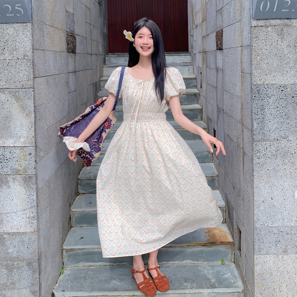 2026年夏韩系小清新甜美显瘦碎花中长款连衣裙XW1083P145K218，女装连衣裙，浙宝171