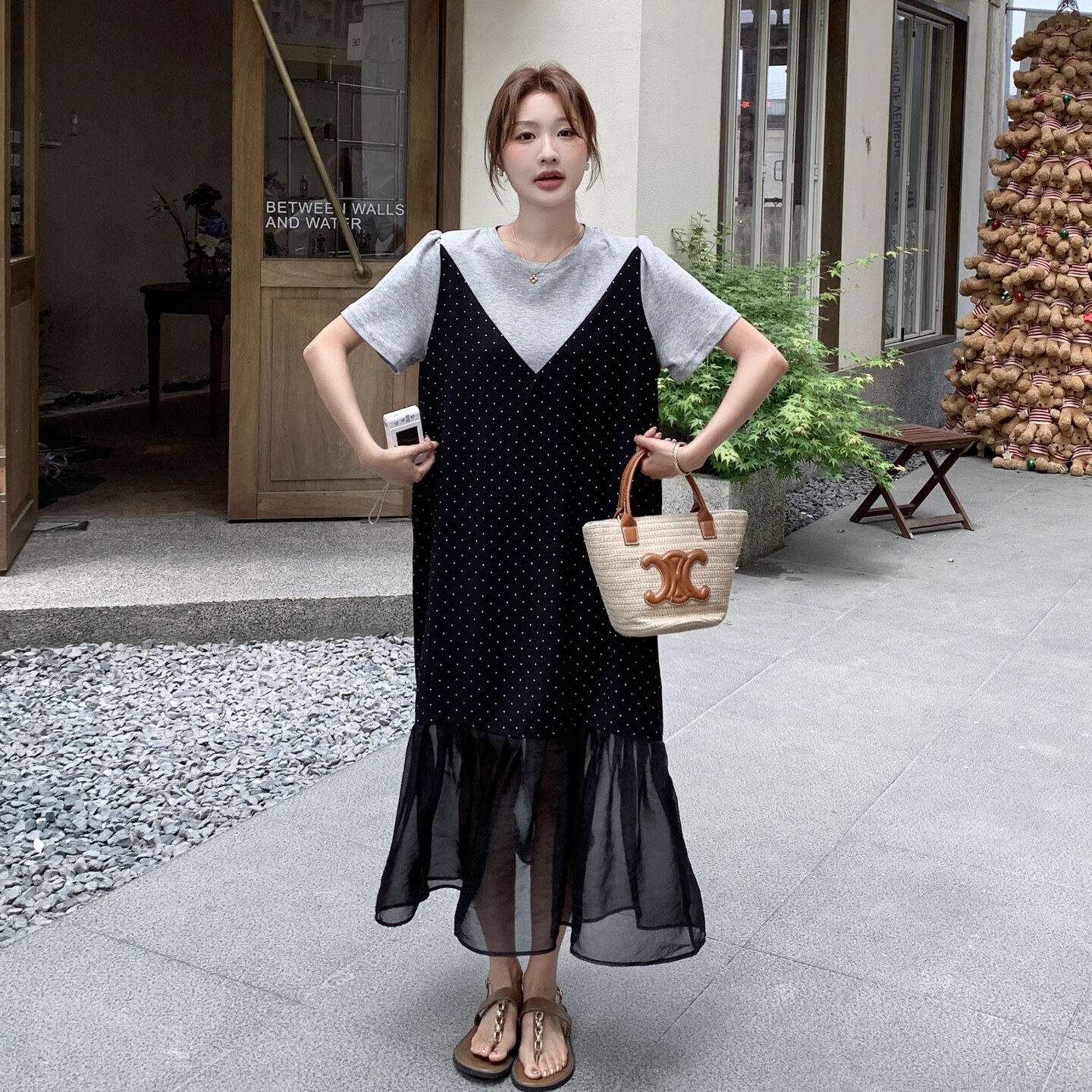 2026年夏新款韩系甜美减龄波点拼接连衣裙XW1102P130K198,女装连衣裙,浙宝171
