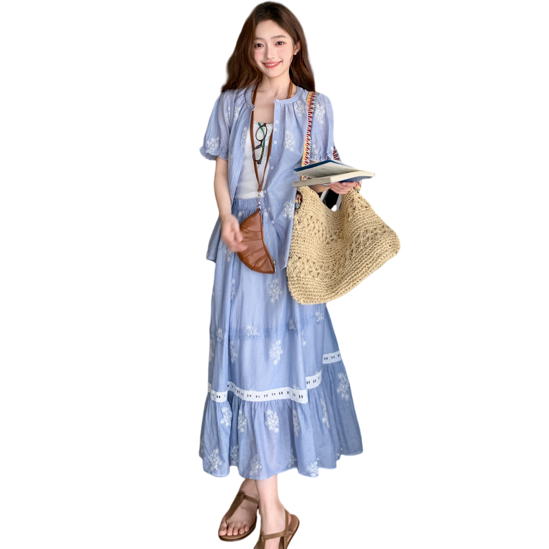 现货夏装新款26年法式绣花天丝套装XW1050P155K238,女装连衣裙,浙宝171