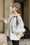 现货25年春装新款蓝色撞色连帽休闲外套女XW1019P155K238，女装短外套，浙宝171