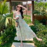 现货夏装新款方领小飞袖碎花收腰连衣裙XW1051P125K188，女装连衣裙，浙宝171