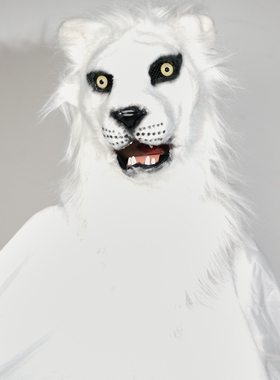 燕尾蝶全套头白色狮子面具脸手工造型舞台网红抖音91万圣诞节动物