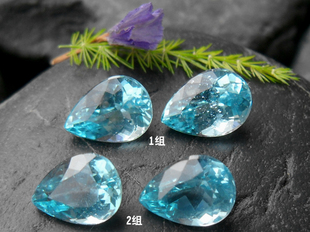 帕拉伊巴色优质天然磷灰石裸石青蓝色水滴磷灰石戒面耳钉石吊坠石