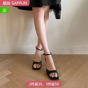 女 露趾高跟凉鞋 弘大 星辰韩国代购 SAPPUN 一字带通勤高跟鞋