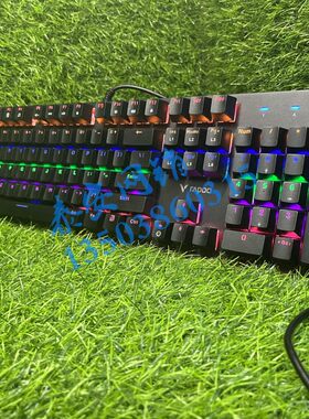 雷柏rapoo游戏电竞机械键盘V500se红轴人体工学设计混光跑马灯usb