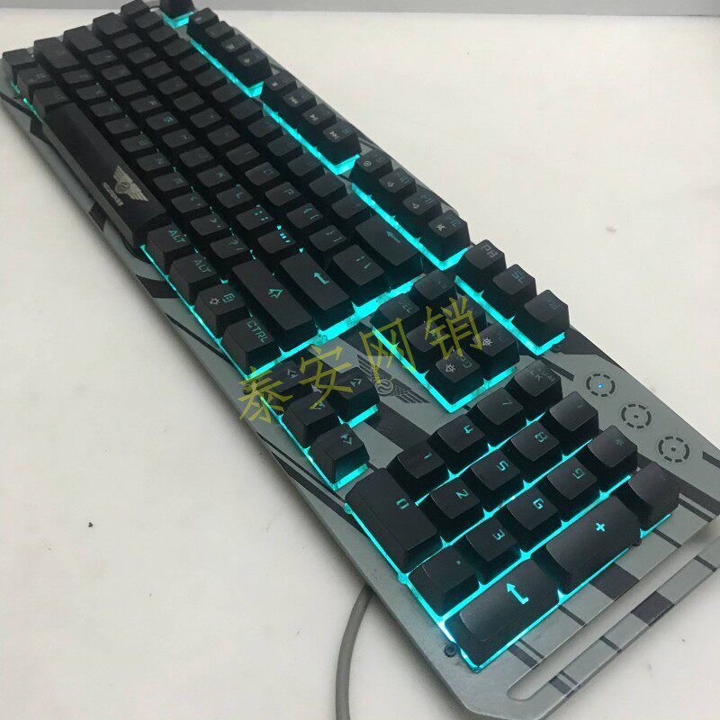 NEWMEN新贵GM180悬浮式宫柱机械键盘104 USB背光多彩纯光电竞游戏