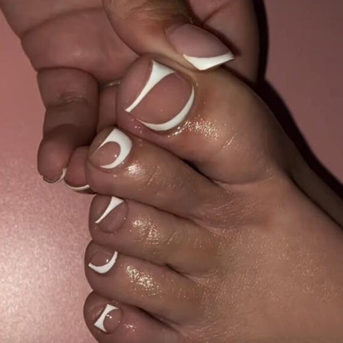 热销白边法式脚穿戴甲 nails显白脚甲假指甲贴片甲片成品