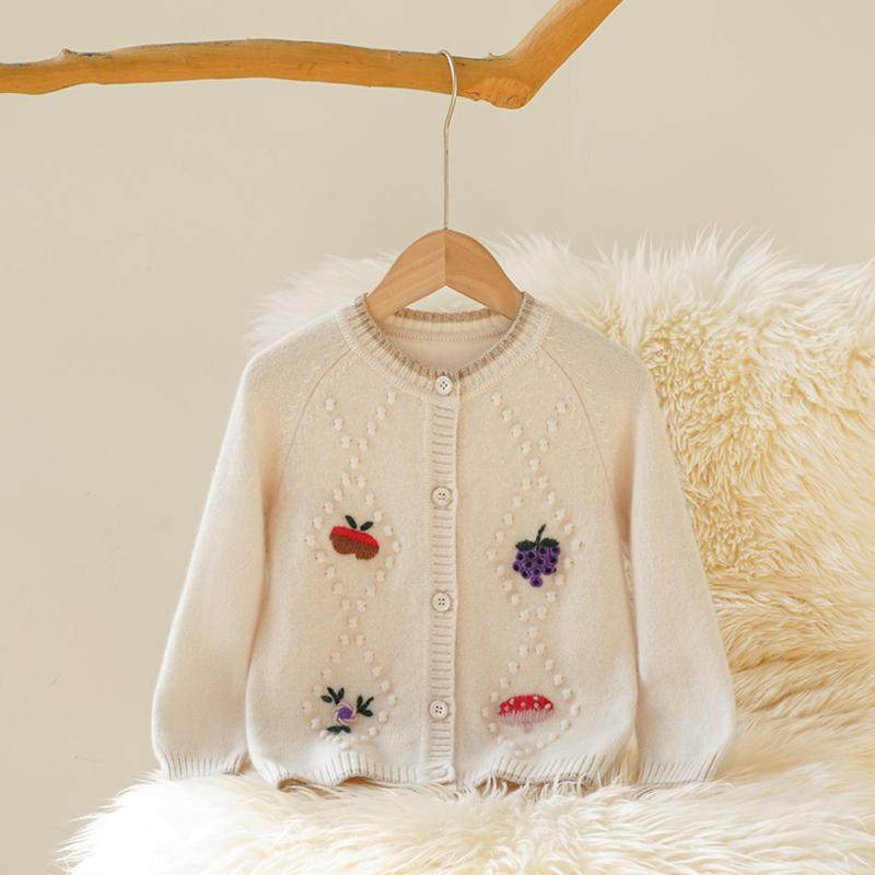 康赛妮儿童羊绒衫女孩圆领手工绣针织毛衣开衫宝宝双股厚洋气外套,童装/婴儿装/亲子装,毛衣/针织衫,淘宝优惠券,粉丝福利购,淘宝优惠卷