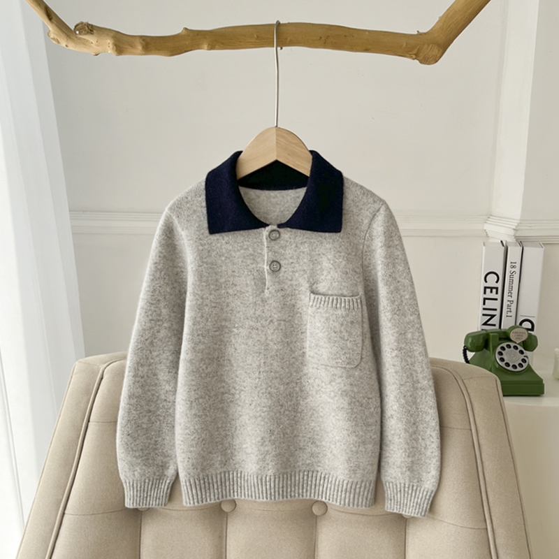 康赛妮秋冬新款男女童翻领毛衣