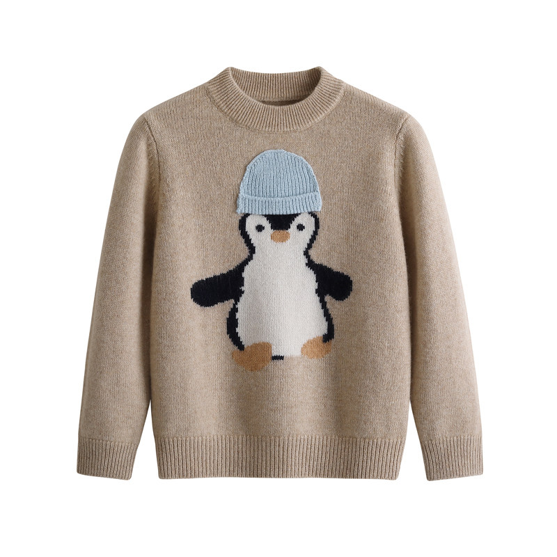 男女童毛衣纯羊绒针织套衫卡通