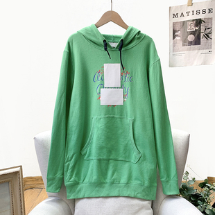 无假期的人】外贸单!美式街头休闲风中长款连帽卫衣外套女春秋款