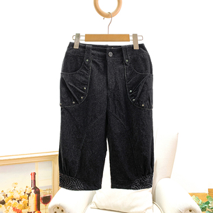 人 中裤 商场撤柜 靴裤 春秋 年代复古英伦街头绒面五分裤 无假期