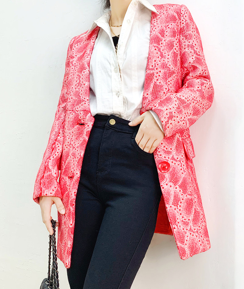 【无假期的人】厚款结实/高级货/香港砖柜/复古蕾丝羊毛呢外套女