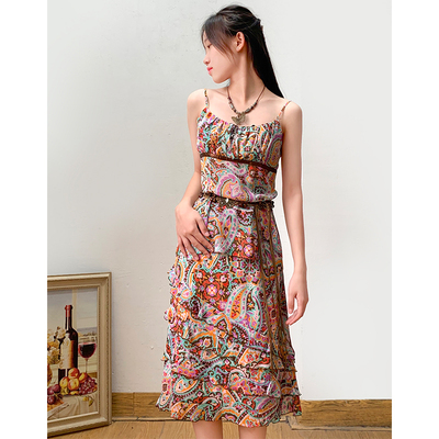 质感超赞！雪纺吊带衫/半身裙