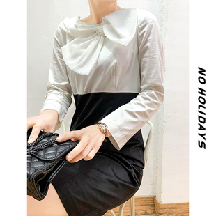 【无假期的人】大蝴蝶结/气质通勤春装连衣裙女