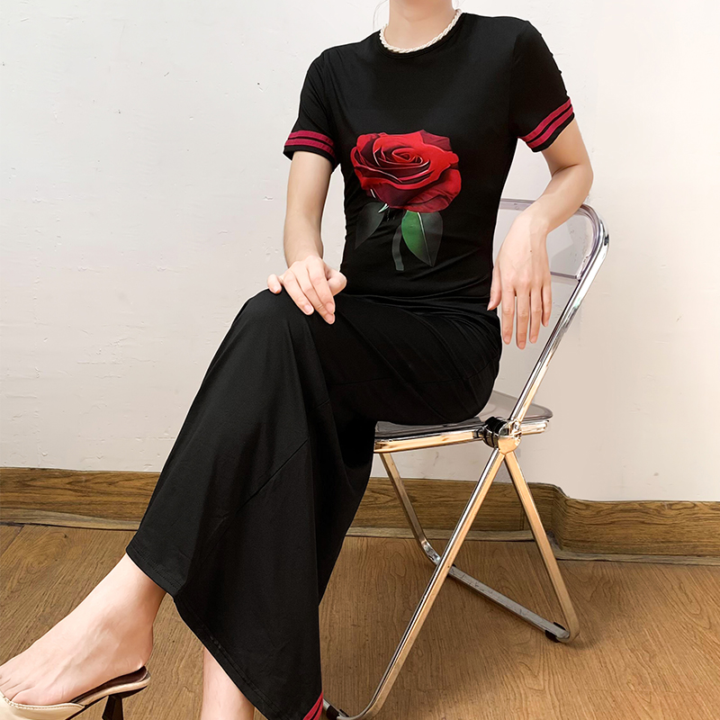 气质印花旗袍式包臀连衣裙开叉