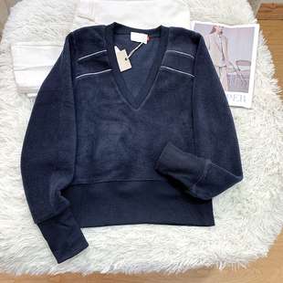 撤柜单!很好质量!加绒!复古深V领街头休闲卫衣套头绒衫女秋冬