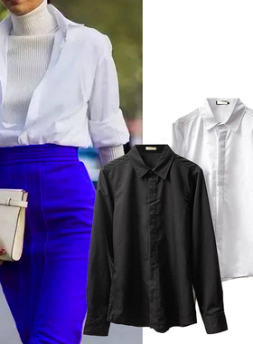 撤柜~有一定厚度~男女通穿~中性BF男友风长袖衬衫/春秋冬黑白衬衣